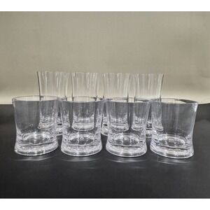 (8) Thick Clear Plastic Barware Tumblers (4) High Ball & (4)‎ Low Ball EUC